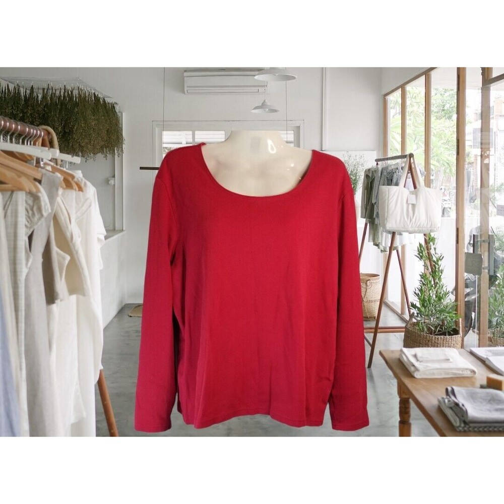 Karen Scott Women's Top True Red 3/4 Sleeve Classic Comfort & Style Size XXL